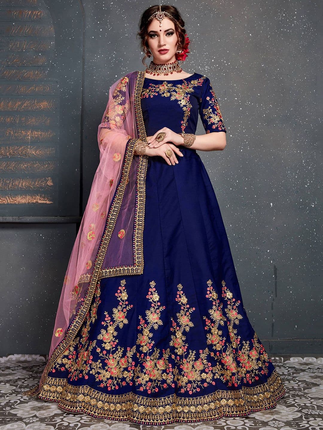 Zeel Clothing Embroidered Semi-Stitched Lehenga & Unstitched Blouse With Dupatta - view 1
