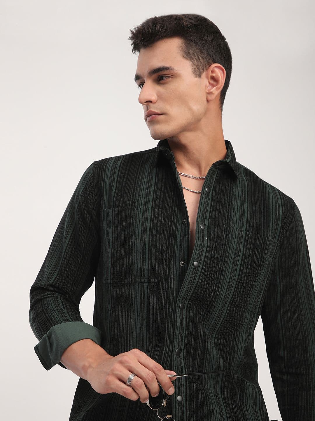 VASTRADO Men Classic Slim Fit Vertical Striped Spread Collar Cotton Casual Shirt - view 1