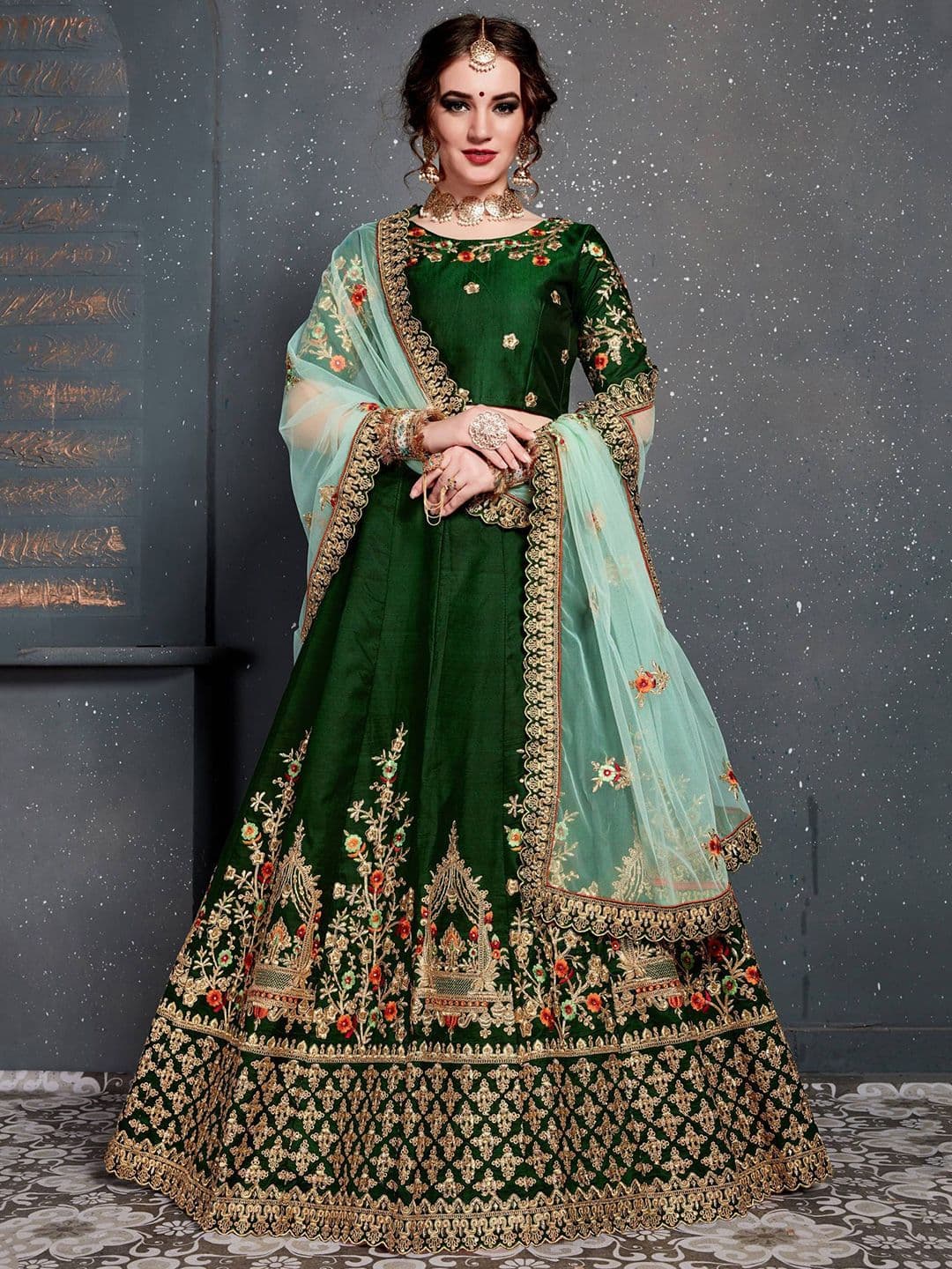 Zeel Clothing Embroidered Semi-Stitched Lehenga & Unstitched Blouse With Dupatta - view 1