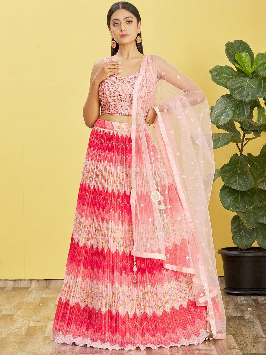Zeel Clothing Embroidered Sequinned Semi-Stitched Lehenga & Unstitched Blouse With Dupatta - view 1