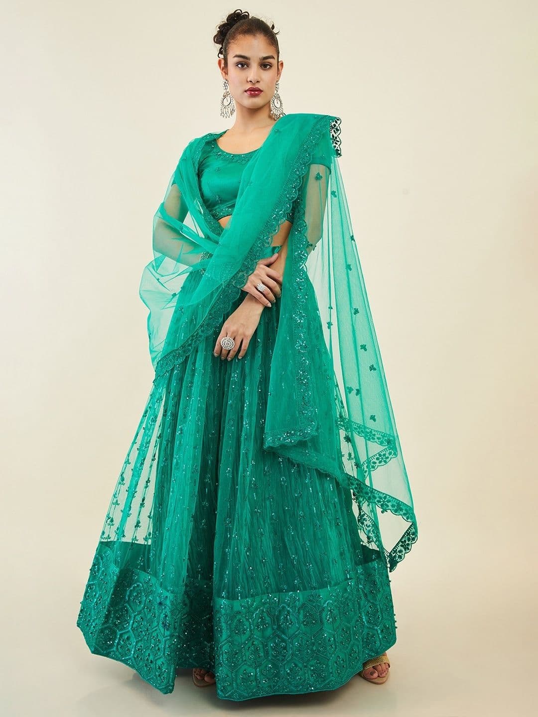 Zeel Clothing Embroidered Sequinned Semi-Stitched Lehenga & Unstitched Choli With Dupatta - view 1