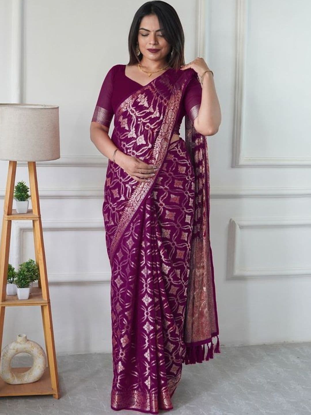 HERE&NOW Woven Design Zari Art Silk Heavy Work Kota Saree - view 1