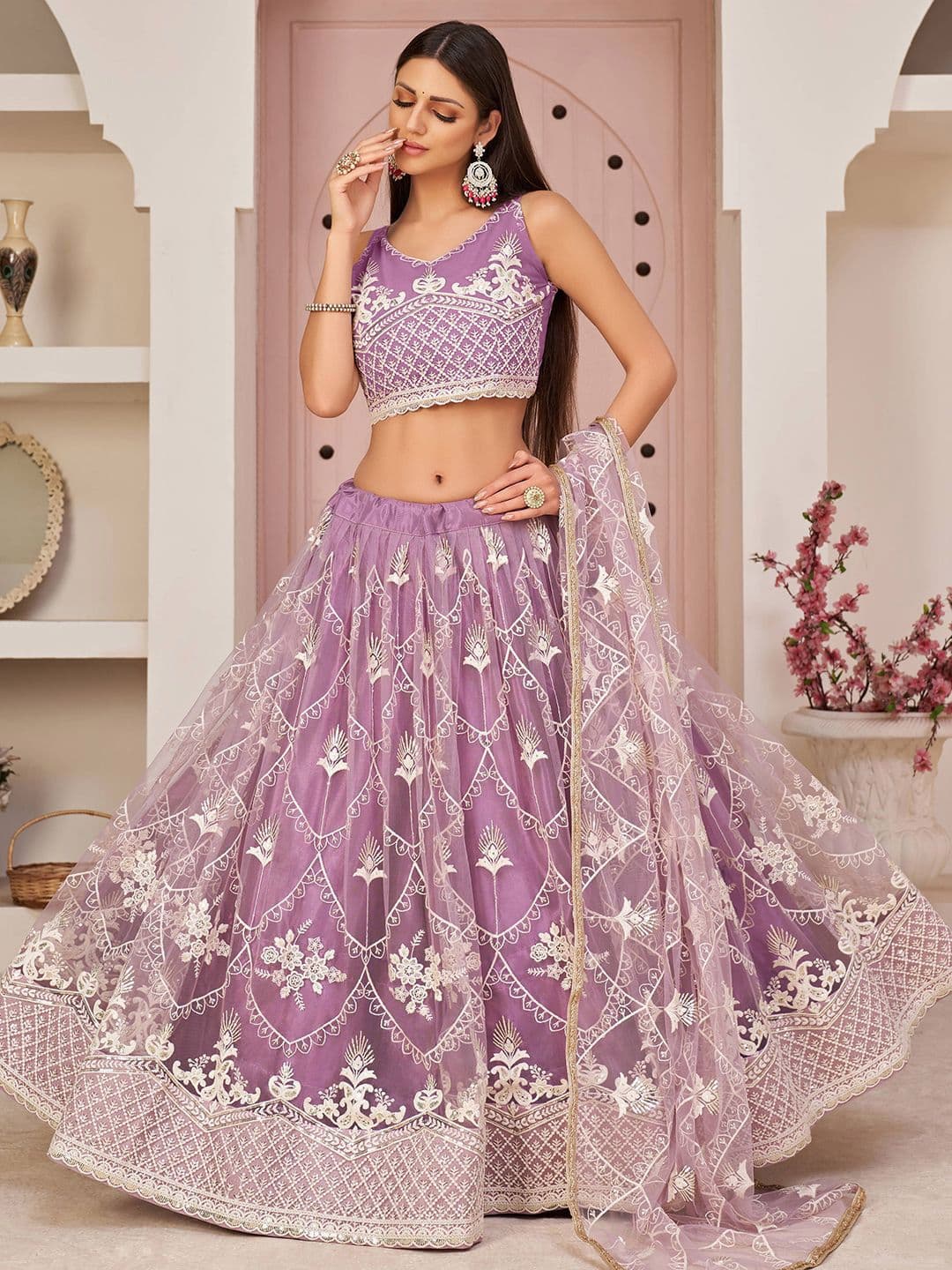Zeel Clothing Embroidered Sequinned Semi-Stitched Lehenga & Unstitched Blouse With Dupatta - view 1
