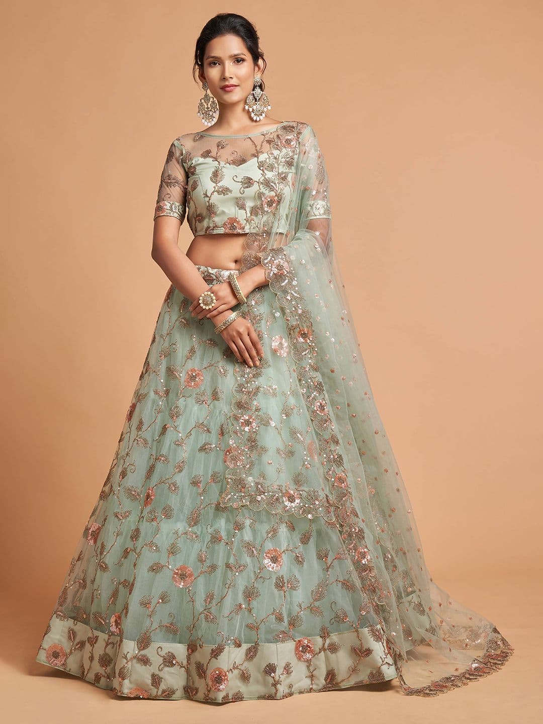 Zeel Clothing Embroidered Semi-Stitched Lehenga & Unstitched Blouse With Dupatta - view 1