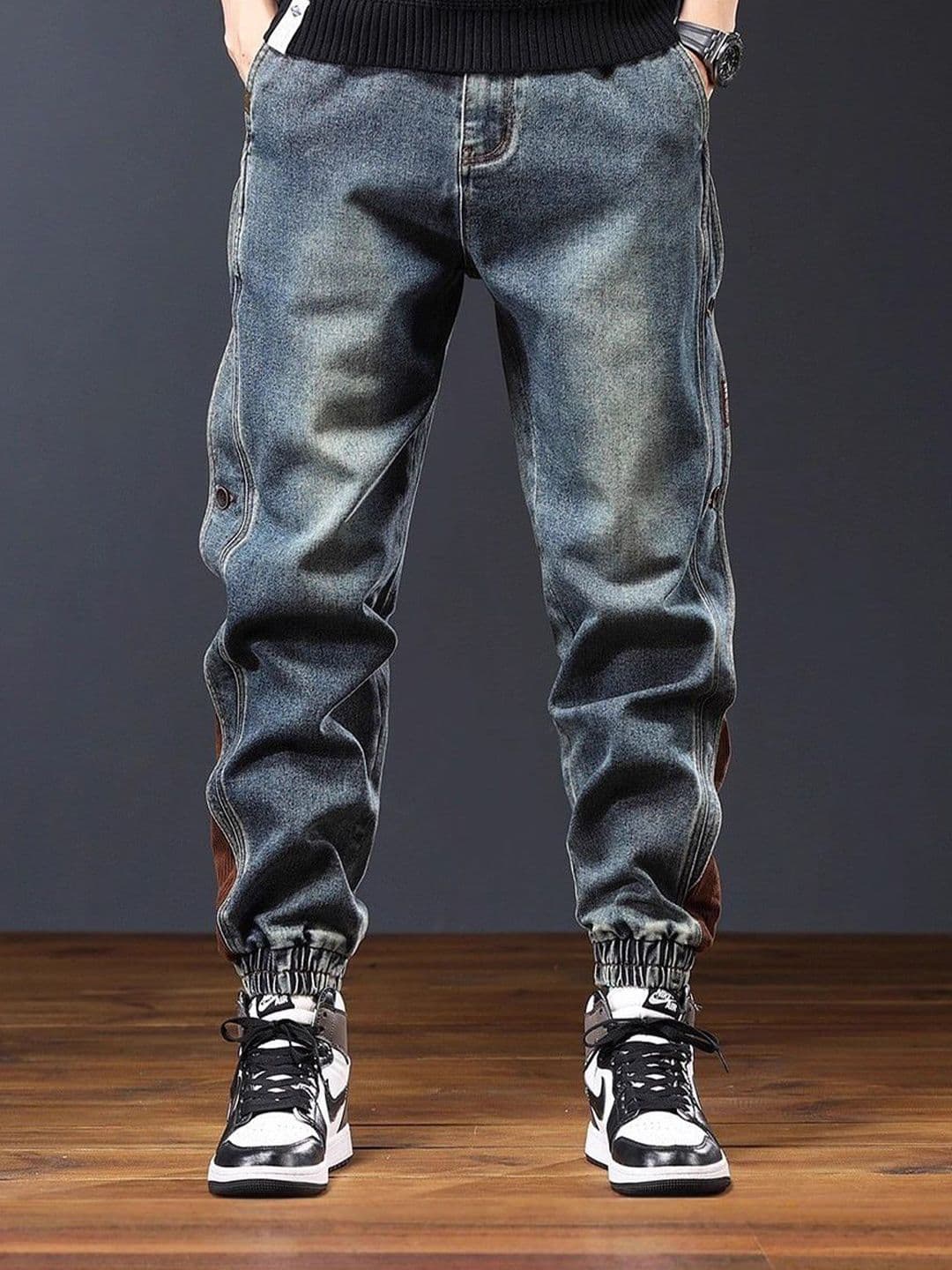 StyleCast x Revolte Men Jogger Fit Mid-Rise Light Fade Non Stretchable Jeans - view 1