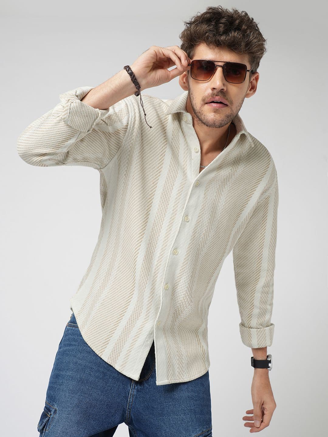 VASTRADO Men Classic Fit Vertical Striped Spread Collar Cotton Casual Shirt - view 1
