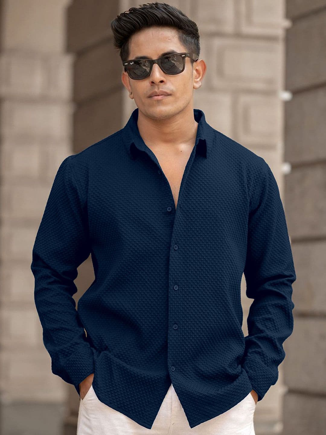 Metronaut Textured Spread Collar Standard Casual Shirt - view 1