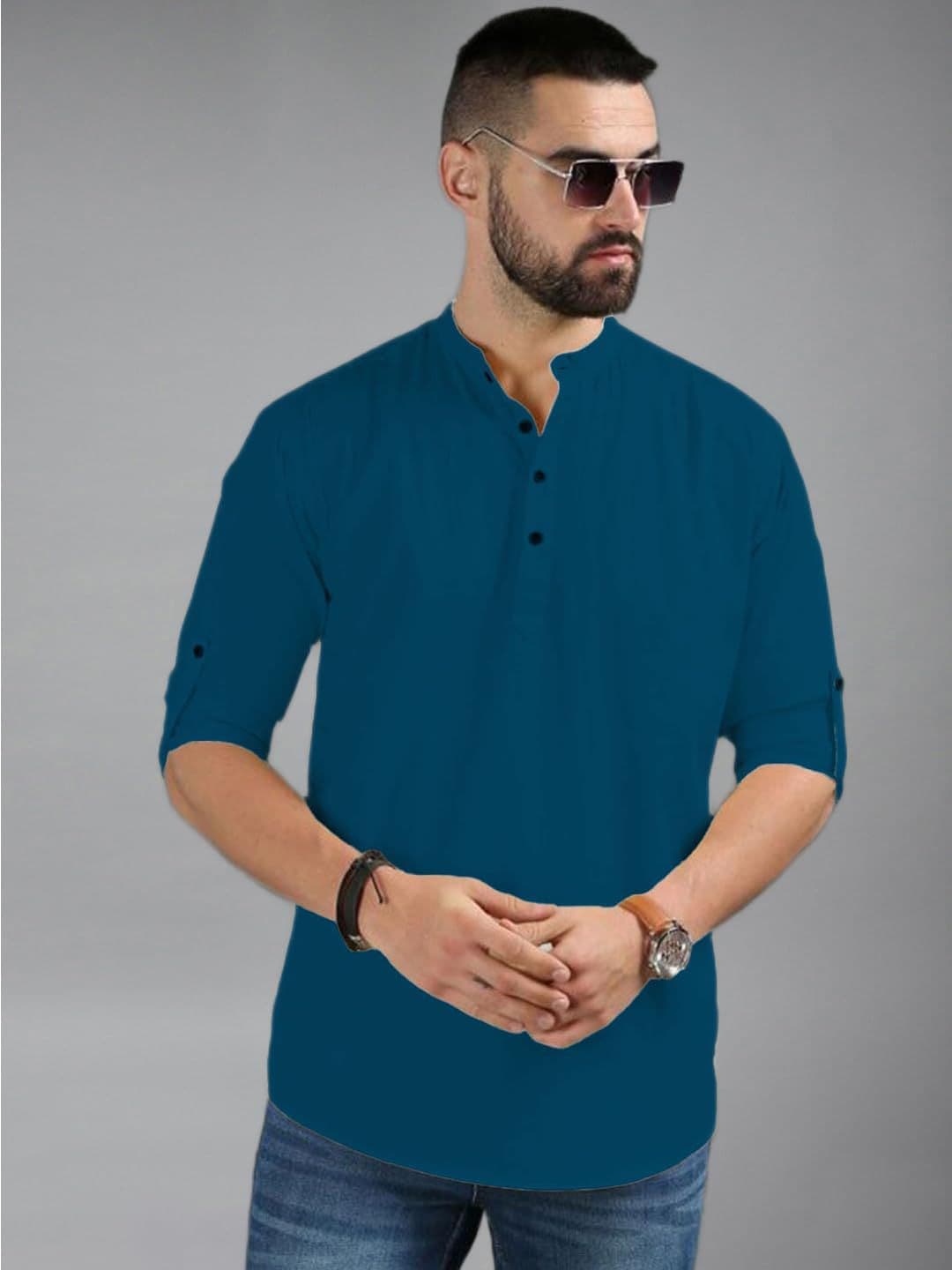 univibe Men Solid Daily Cotton Straight Kurta - view 1