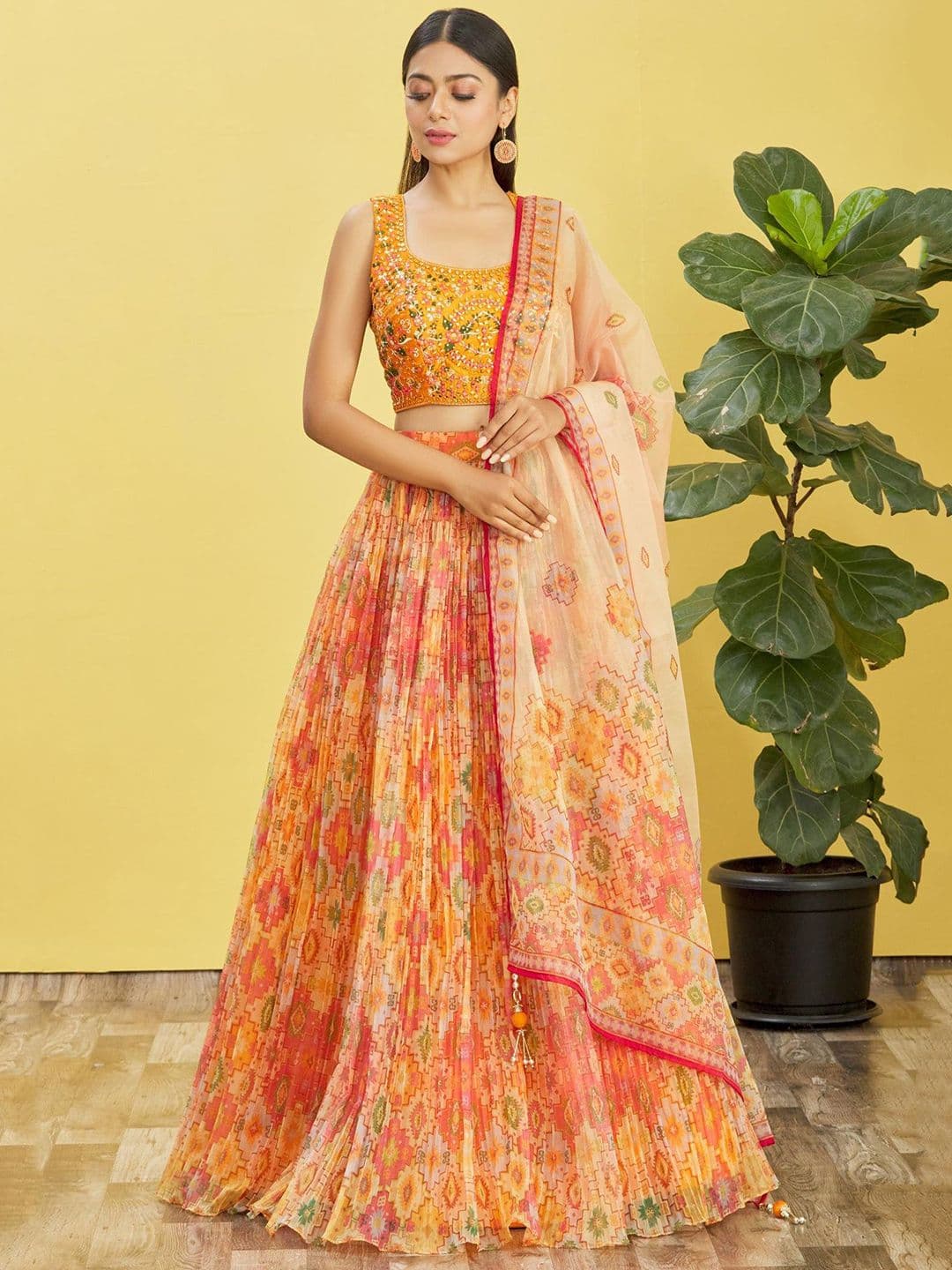 Zeel Clothing Embroidered Sequinned Semi-Stitched Lehenga & Unstitched Blouse With Dupatta - view 1