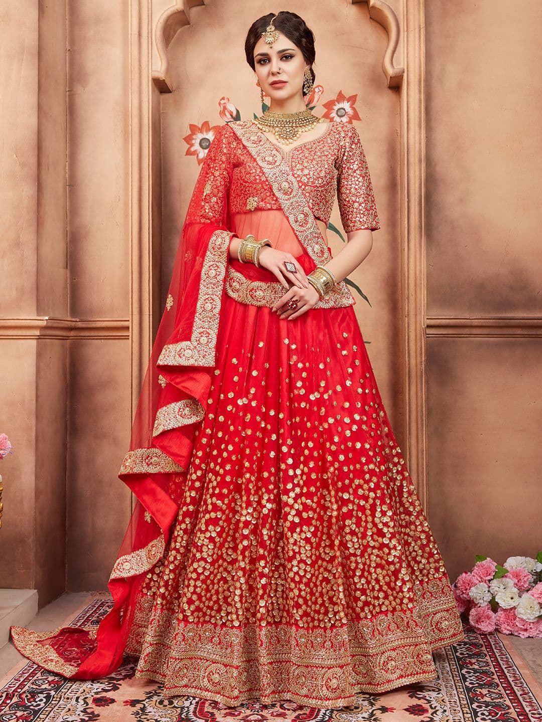 Zeel Clothing Embroidered Sequinned Semi-Stitched Lehenga & Unstitched Blouse With Dupatta - view 1