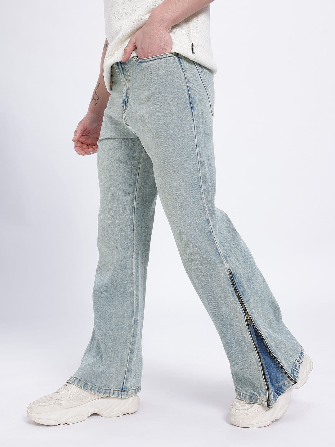 glitchez Men Zipper Hem Flared Jeans - view 1