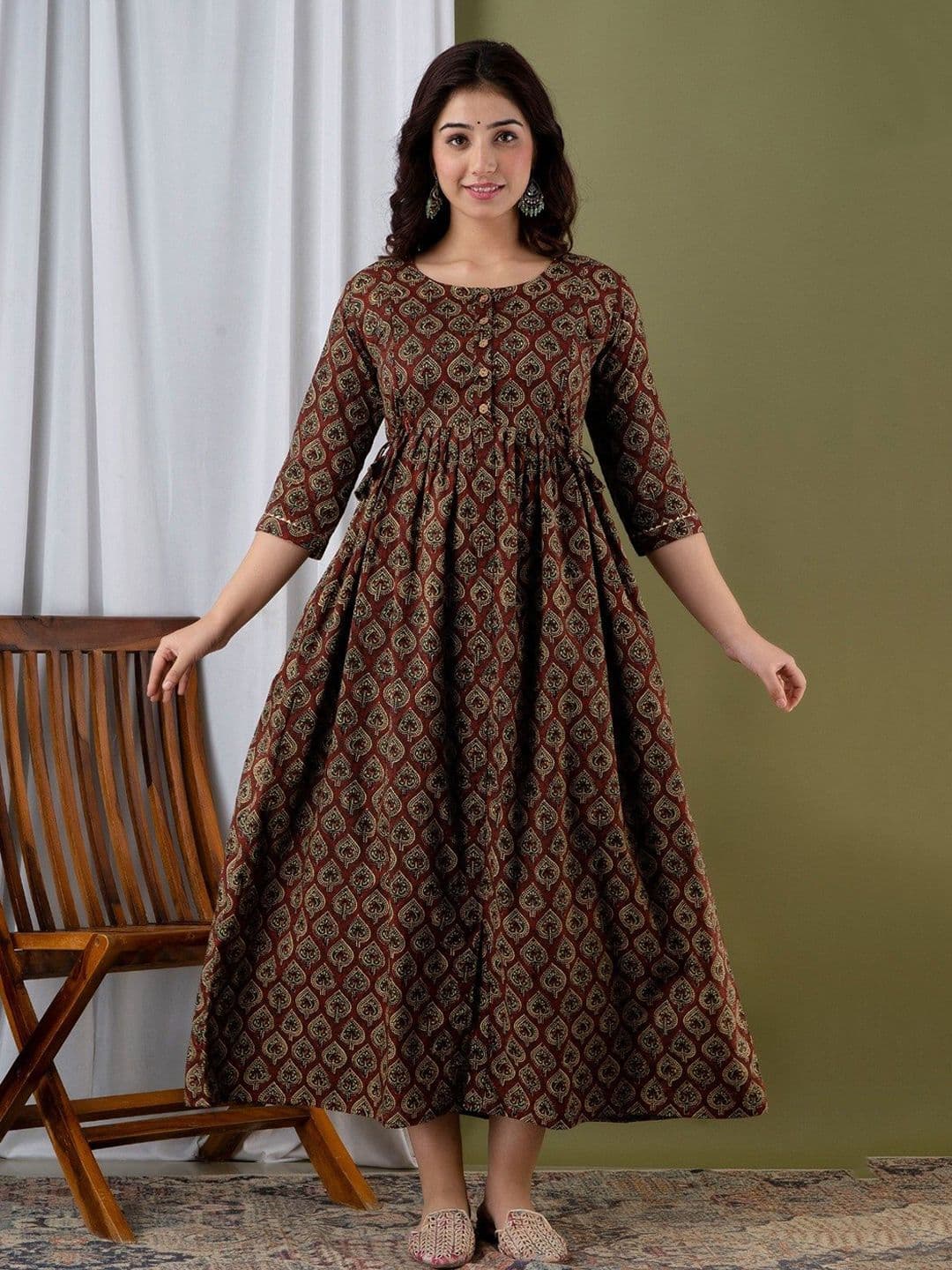 FASHION SWAG Women Ethnic Motifs Printed Pure Cotton Maternity Empire Anarkali Kurti - view 1