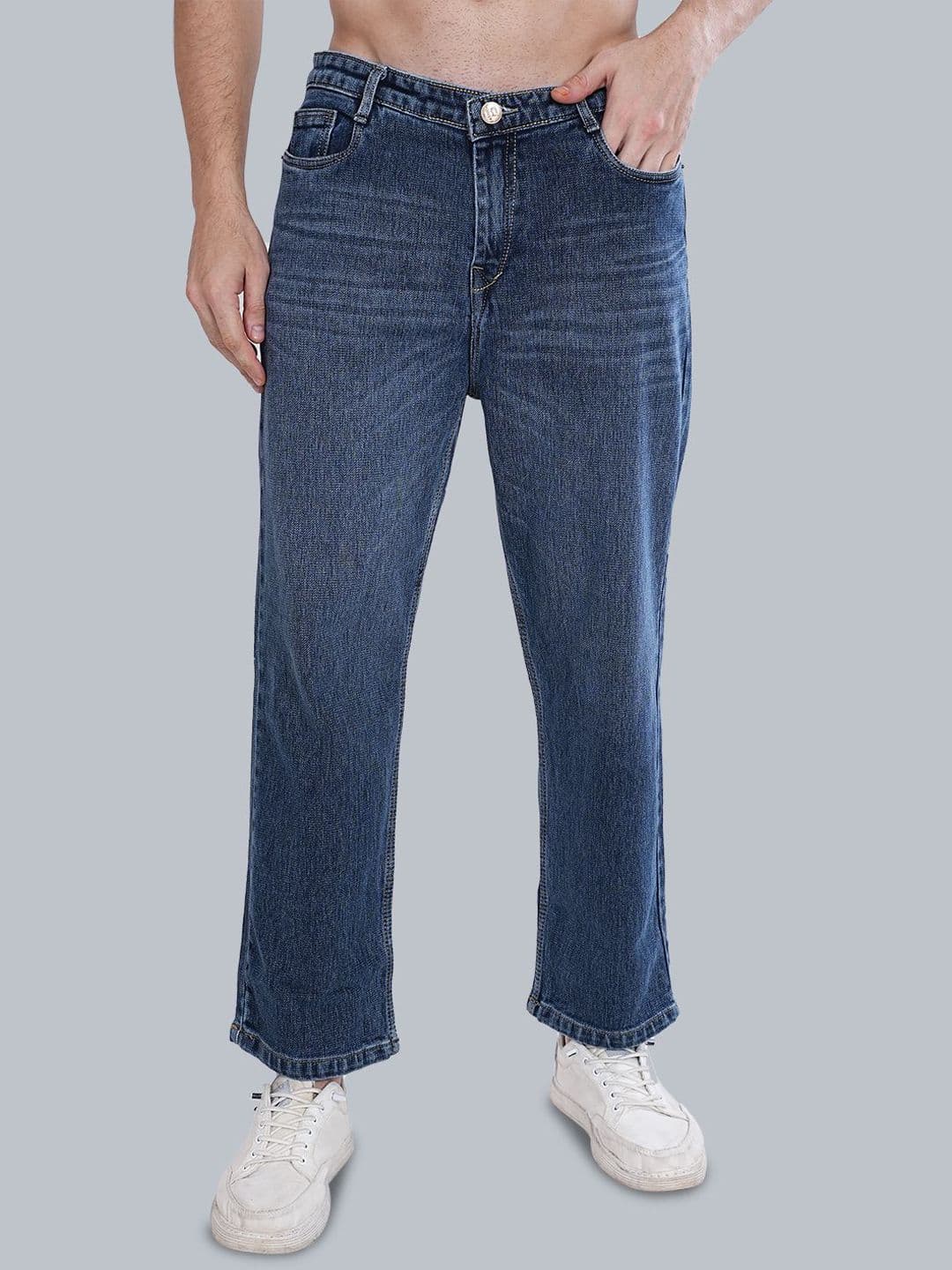 MM-21 Men Loose Baggy Mid-Rise Light Fade Jeans - view 1