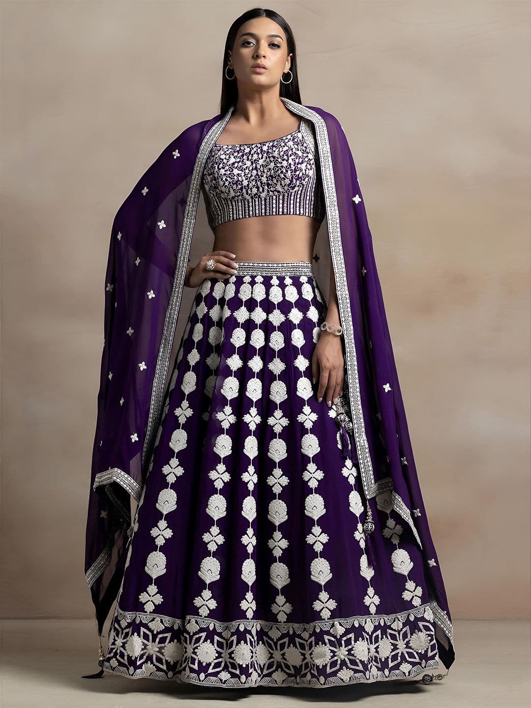 Zeel Clothing Embroidered Sequinned Semi-Stitched Lehenga & Unstitched Blouse With Dupatta - view 1