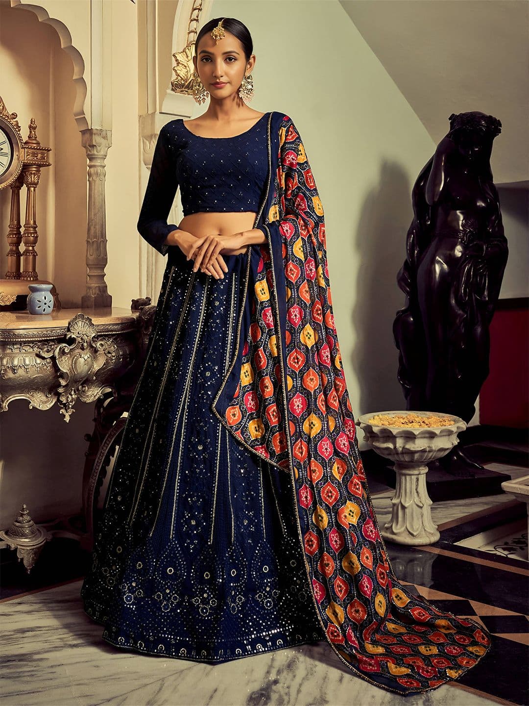 Zeel Clothing Embroidered Sequinned Semi-Stitched Lehenga With Blouse And Dupatta - view 1