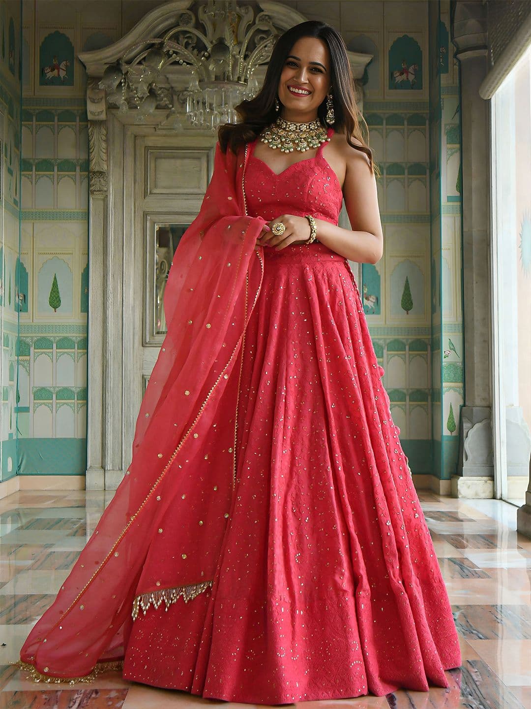 Zeel Clothing Embroidered Thread Work Semi-Stitched Lehenga & Unstitched Choli & Dupatta - view 1
