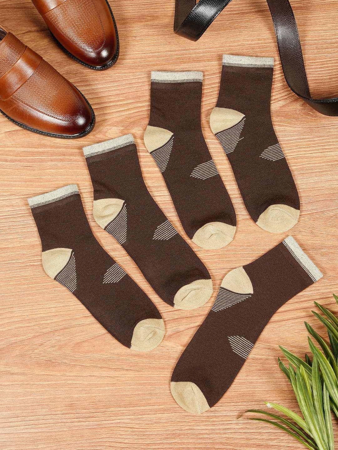 Teakwood Leathers Men Pack Of 5 Cotton Above Ankle Length Socks - view 1