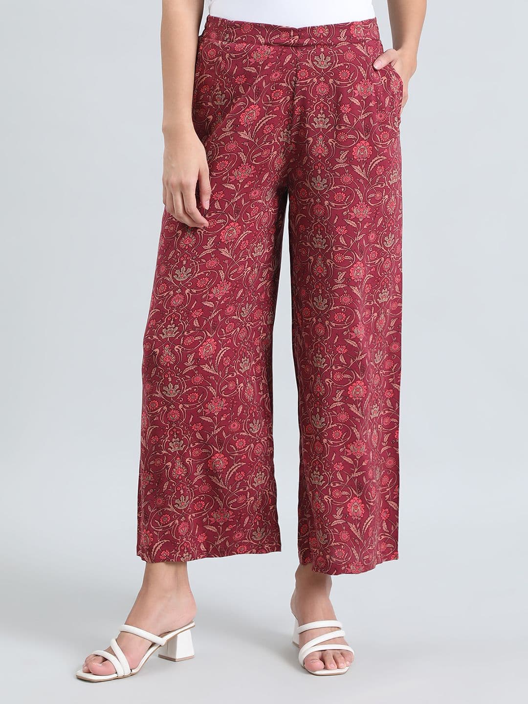 Go Colors Women Floral Printed Straight Palazzos - view 1