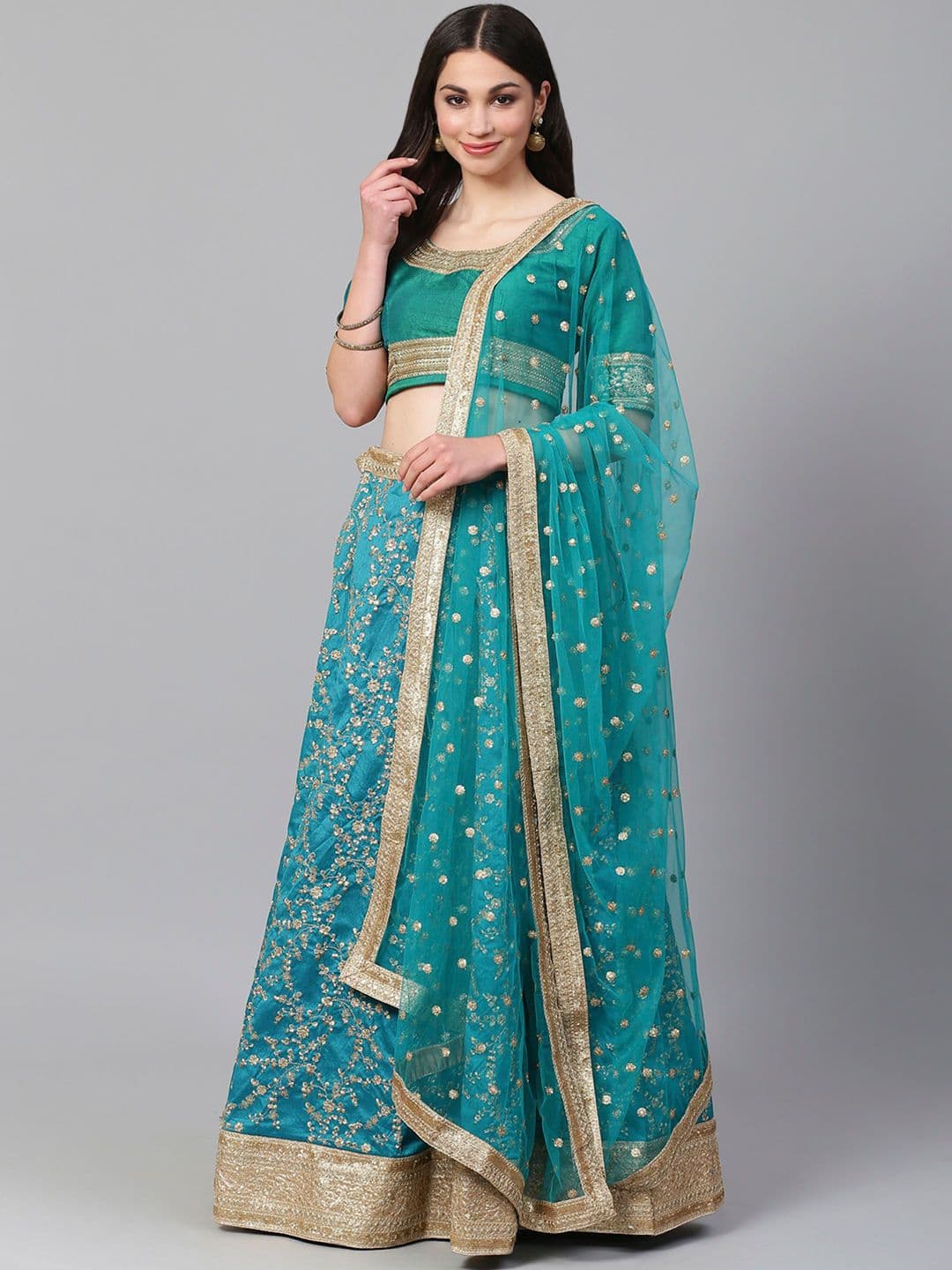Zeel Clothing Embroidered Sequinned Semi-Stitched Lehenga & Unstitched Blouse With Dupatta - view 1