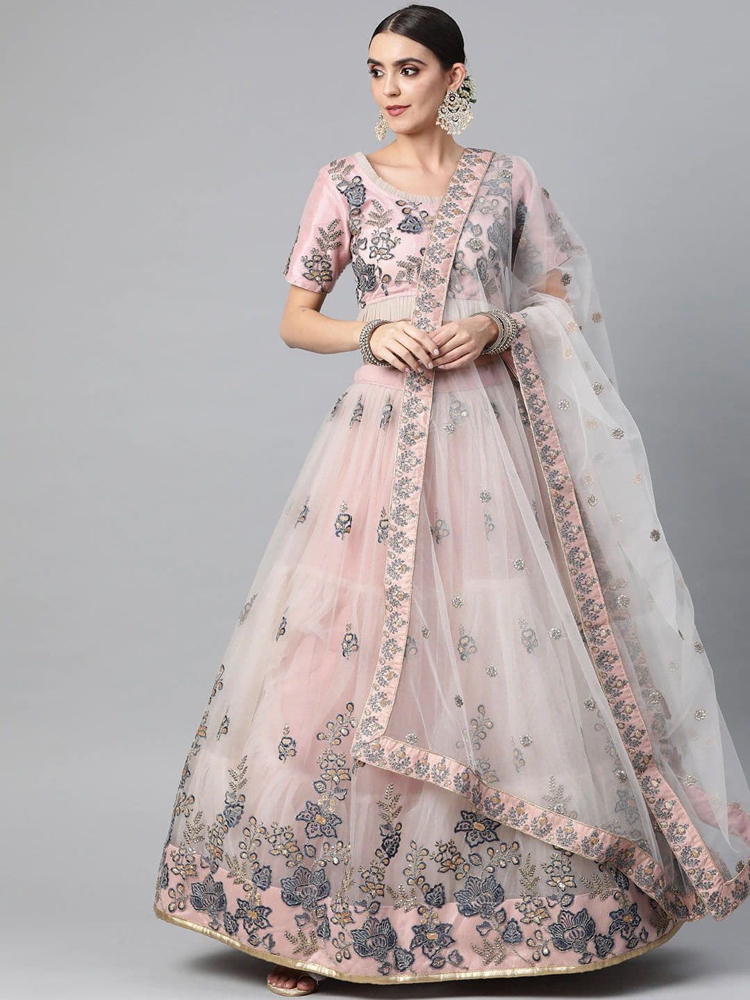 Zeel Clothing Embroidered Sequinned Semi-Stitched Lehenga With Unstitched Blouse & Dupatta - view 1
