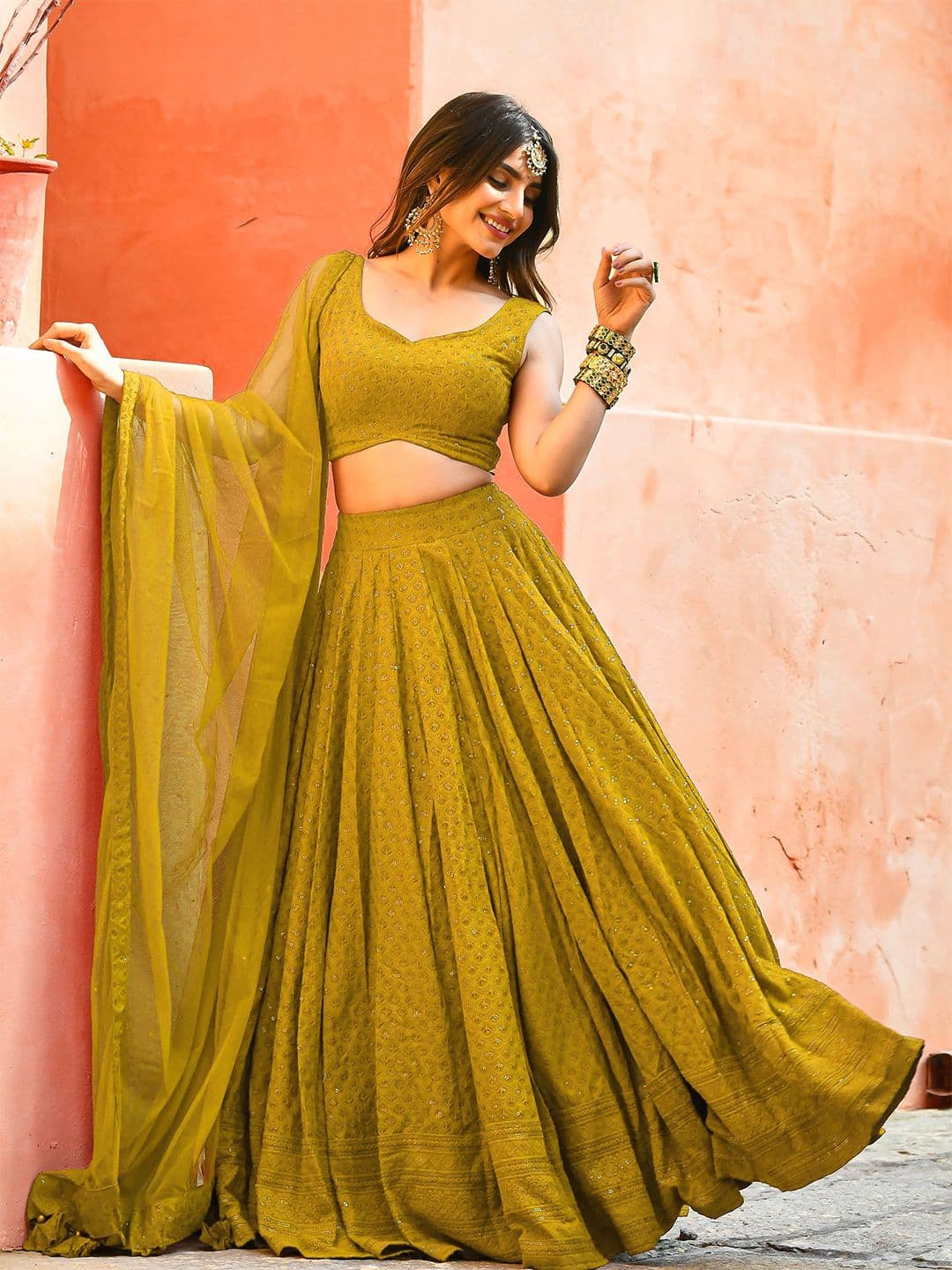Zeel Clothing Embroidered Sequinned Semi-Stitched Lehenga & Unstitched Blouse With Dupatta - view 1