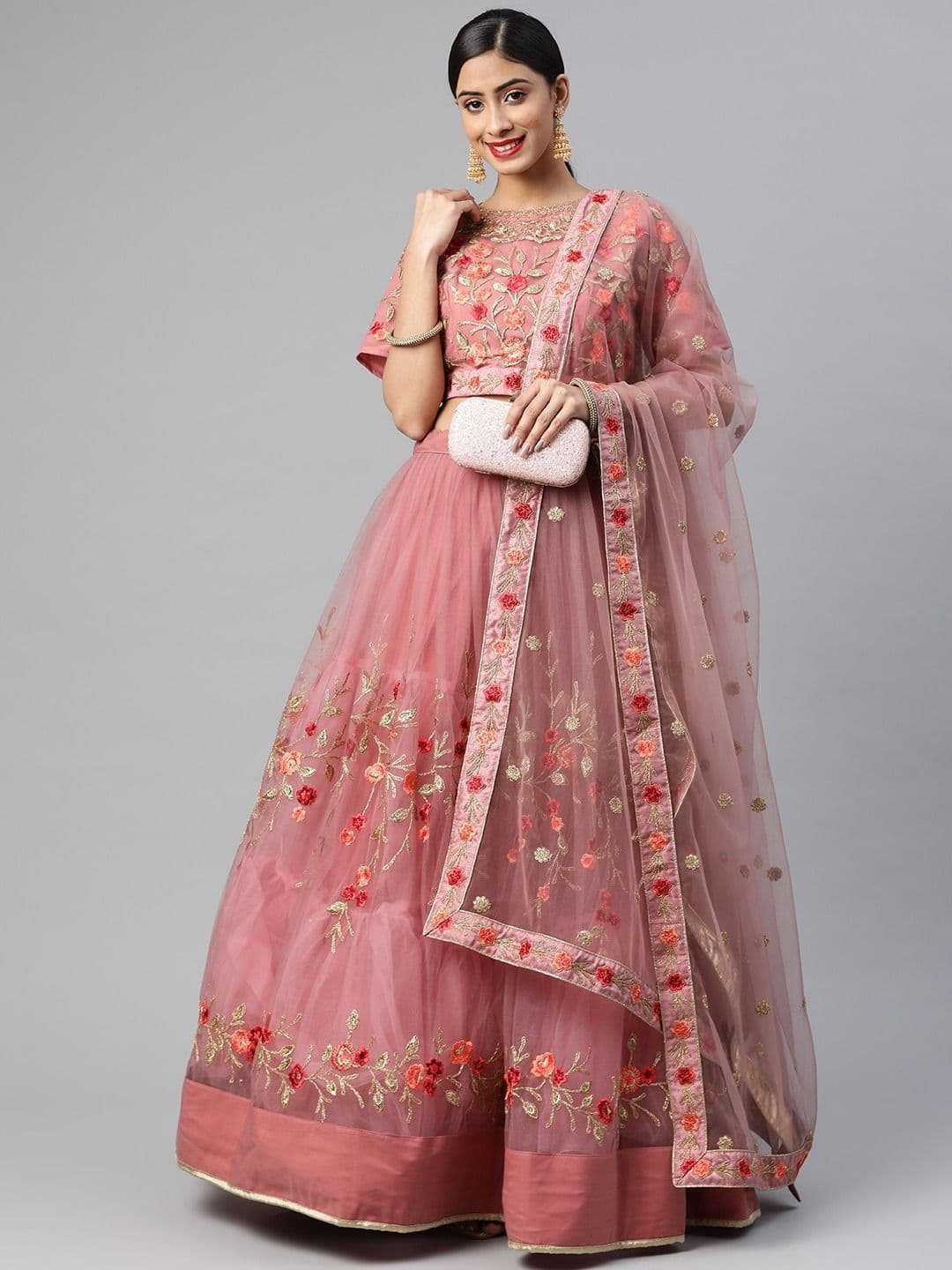 Zeel Clothing Embroidered Semi-Stitched Lehenga & Unstitched Blouse With Dupatta - view 1