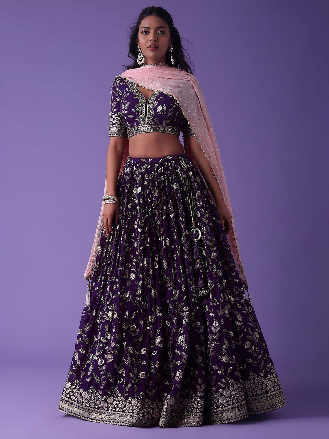 Zeel Clothing Embroidered Sequinned Semi-Stitched Lehenga & Unstitched Blouse With Dupatta - view 1