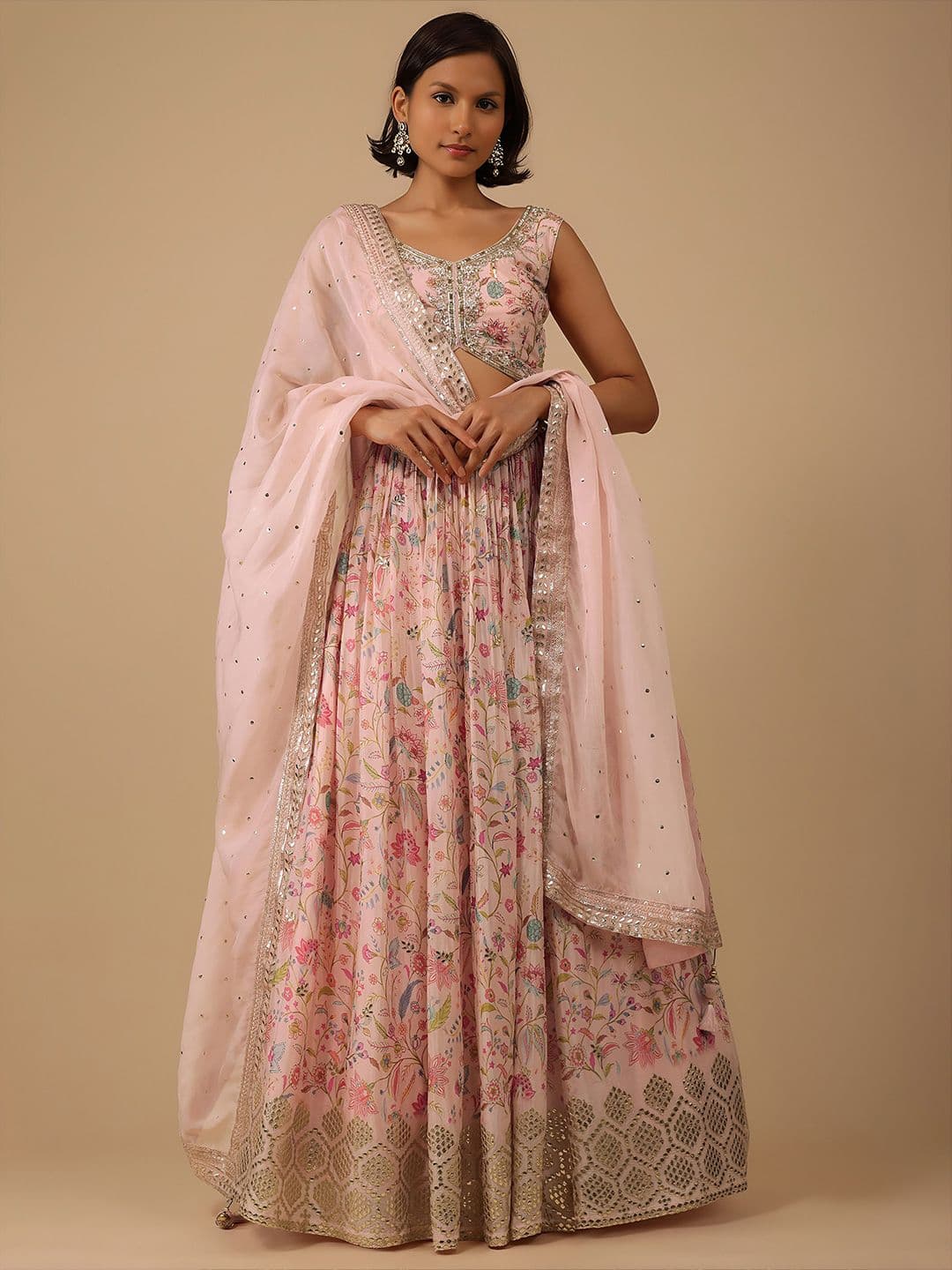 Zeel Clothing Embroidered Sequinned Organza Semi-Stitched Lehenga & Blouse With Dupatta - view 1