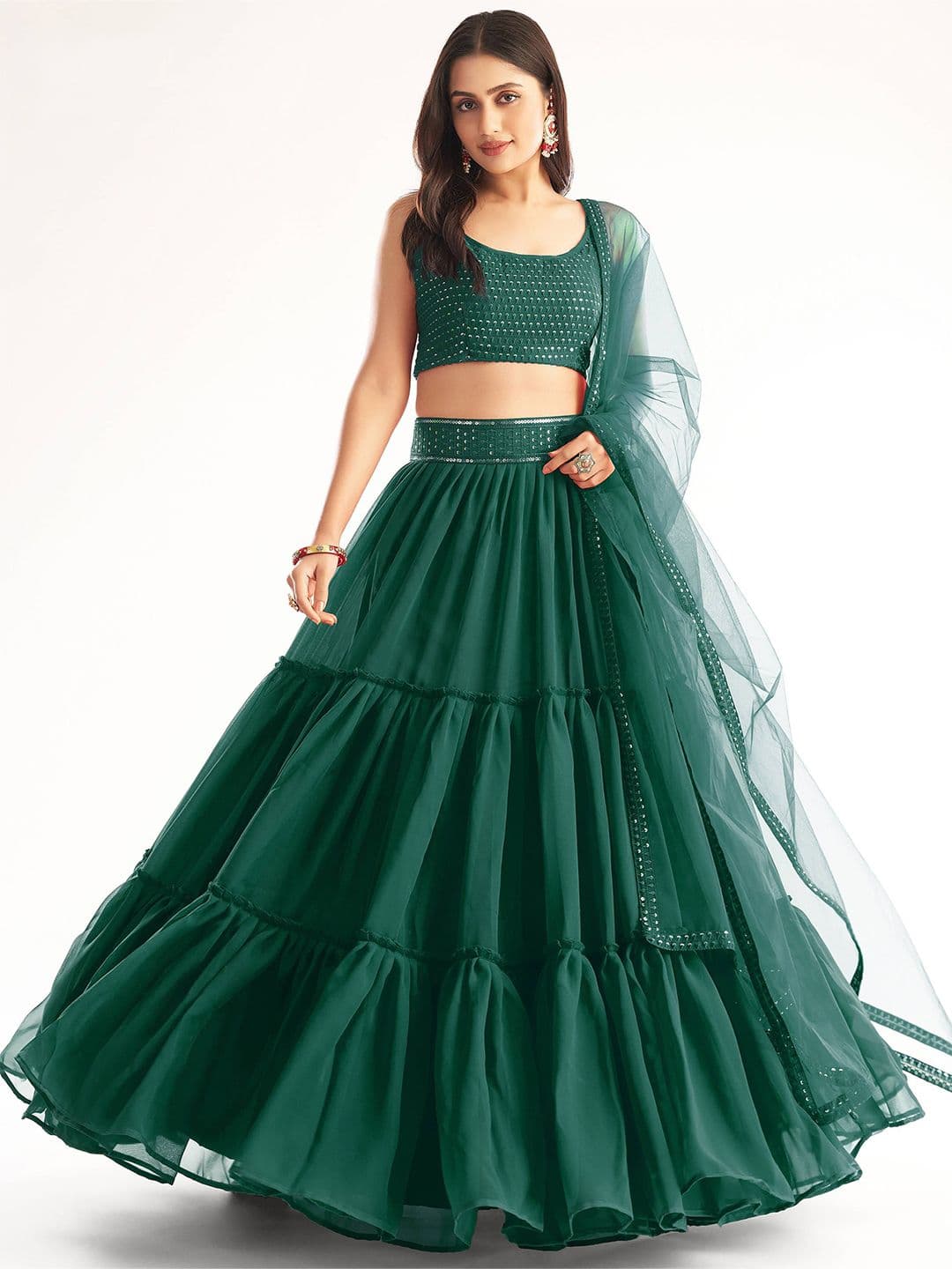 Zeel Clothing Embroidered Sequinned Semi-Stitched Lehenga & Unstitched Choli With Dupatta - view 1
