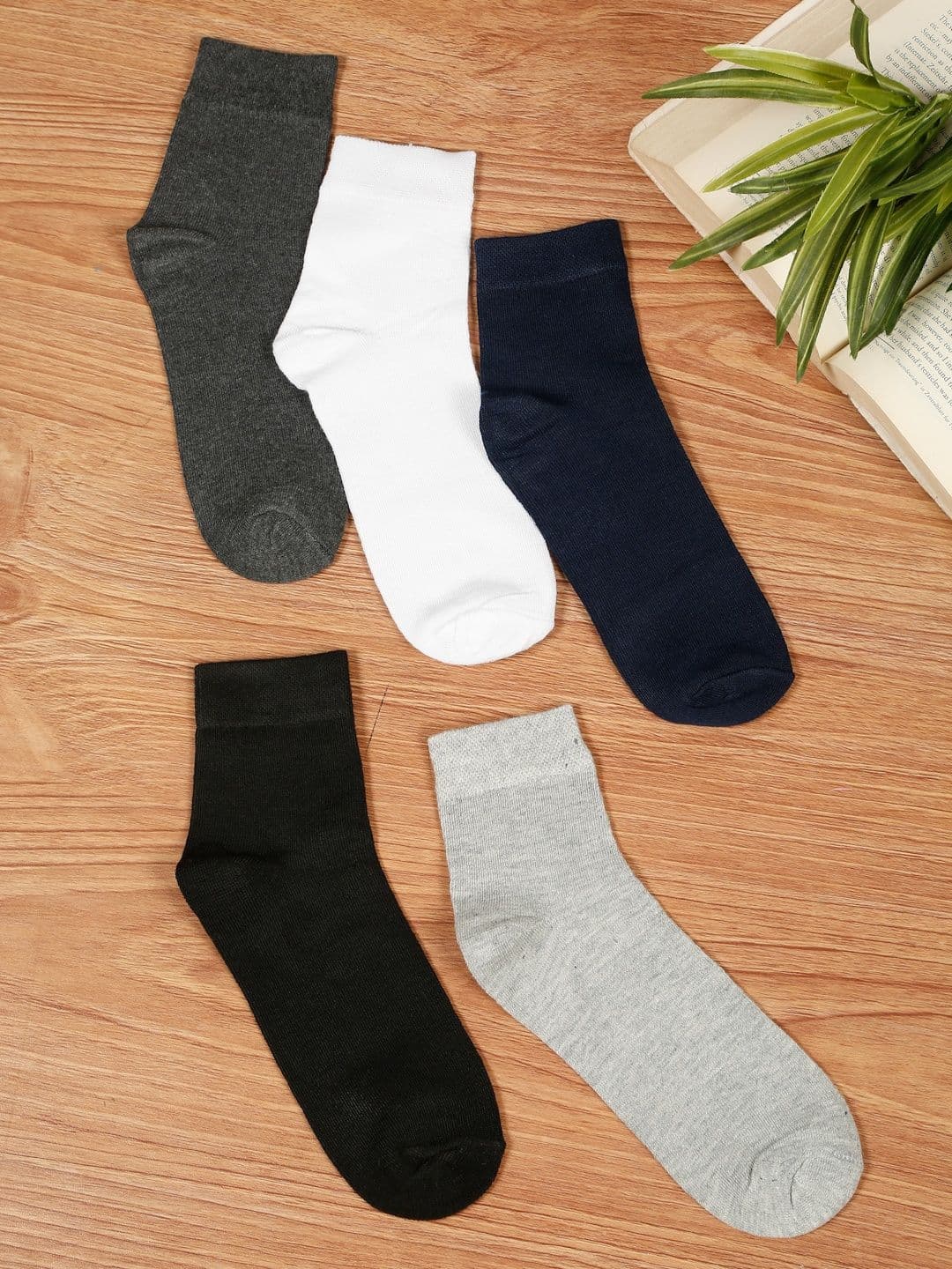 Teakwood Leathers Men Pack Of 5 Pure Cotton Above Ankle Length Socks - view 1