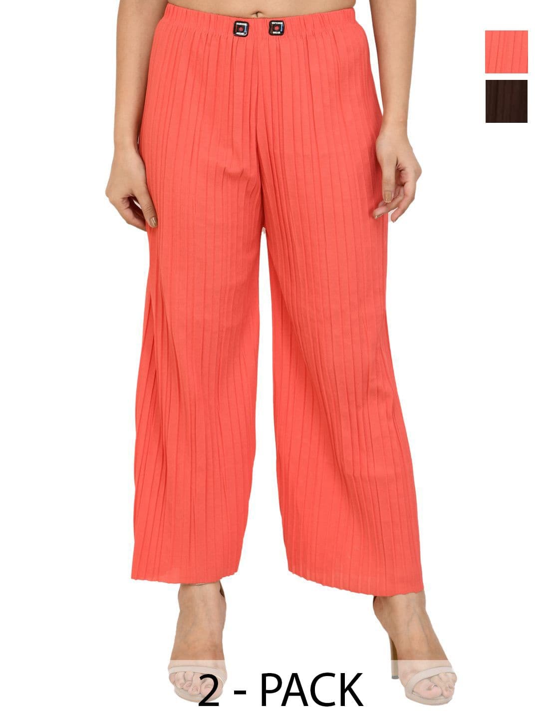 Brainbees Women Pack Of 2 Straight Fit Palazzos - view 1