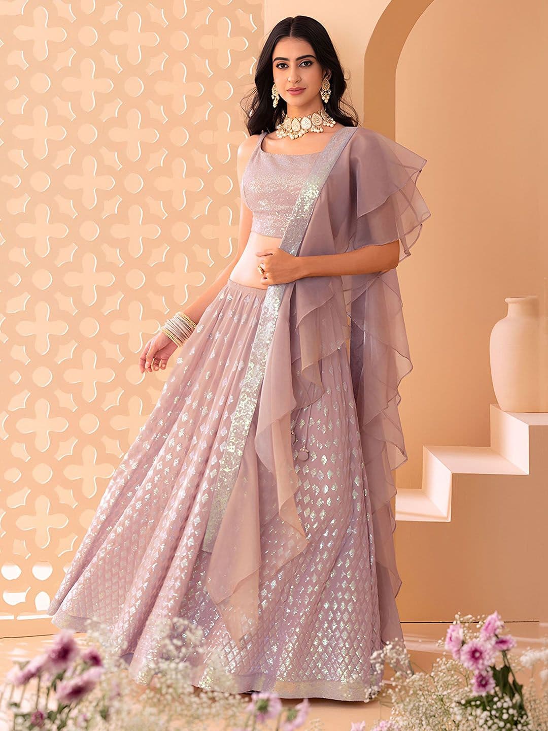 Zeel Clothing Embroidered Sequinned Semi-Stitched Lehenga & Unstitched Blouse With Dupatta - view 1