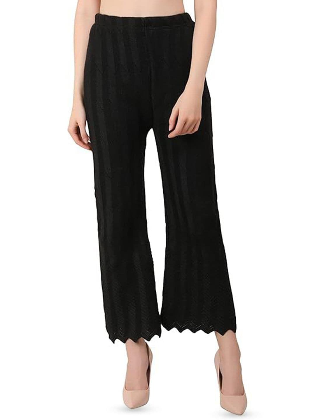 Thrifty Thread Women Embroidered Knitted Palazzos - view 1