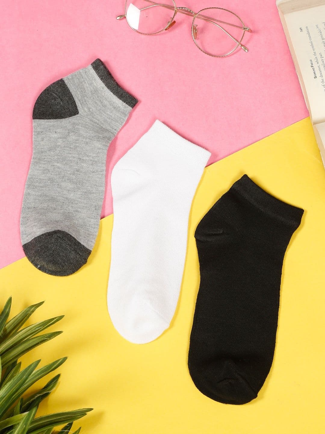 Teakwood Leathers Men Pack Of 3 Pure Cotton Ankle Length Socks - view 1