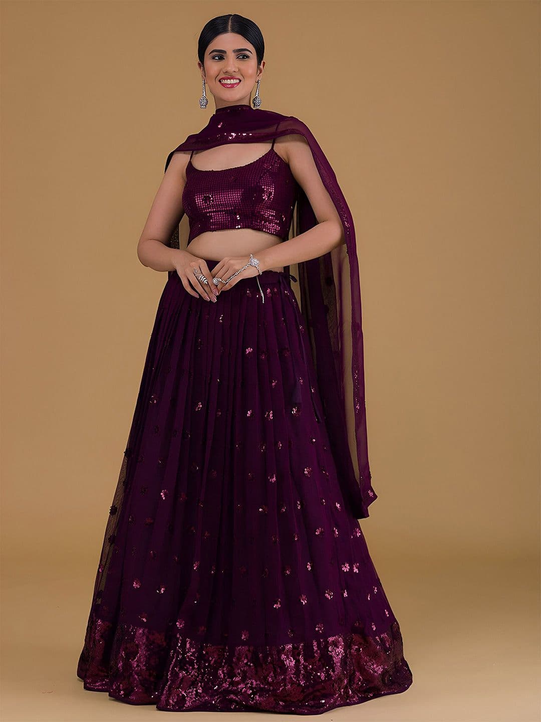 Zeel Clothing Embroidered Sequinned Semi-Stitched Lehenga With Blouse And Dupatta - view 1