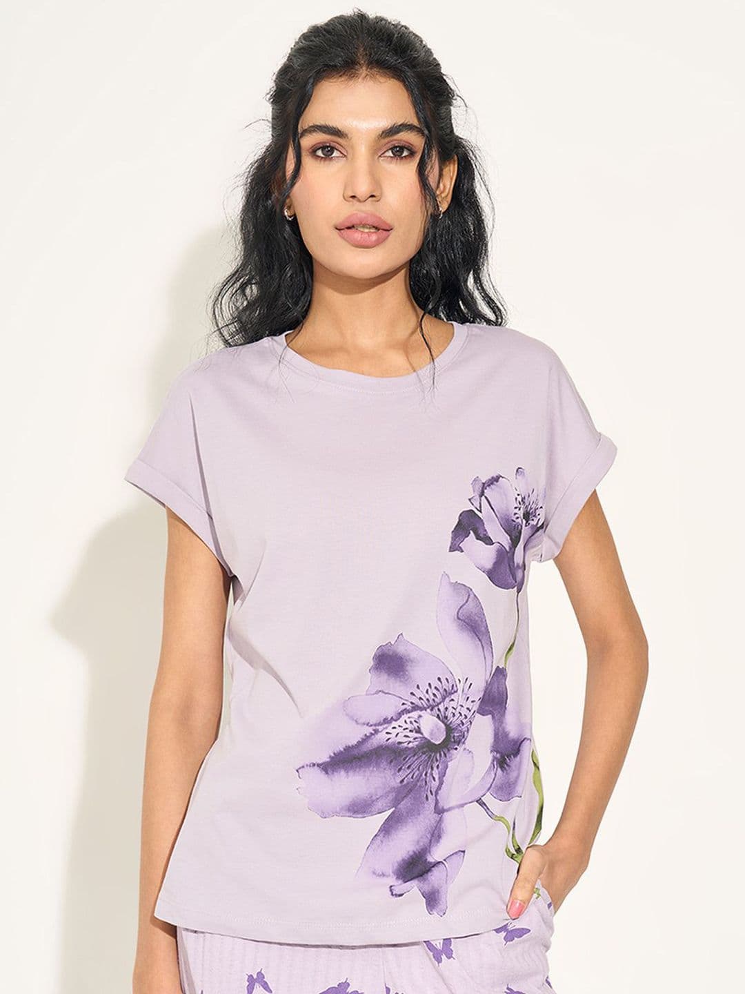 Dreamz by Pantaloons Printed Pure Cotton Lounge T-Shirts - view 1