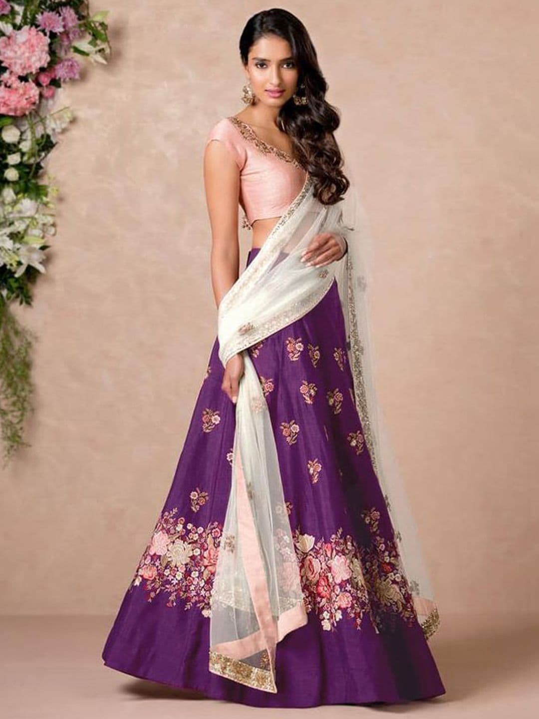Zeel Clothing Embroidered Sequinned Silk Semi-Stitched Lehenga & Blouse With Dupatta - view 1