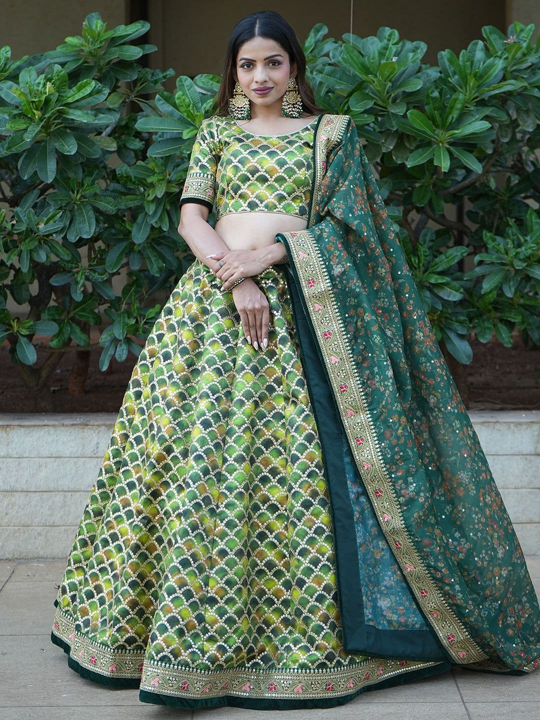 Zeel Clothing Embroidered Sequinned Semi-Stitched Lehenga & Unstitched Blouse With Dupatta - view 1