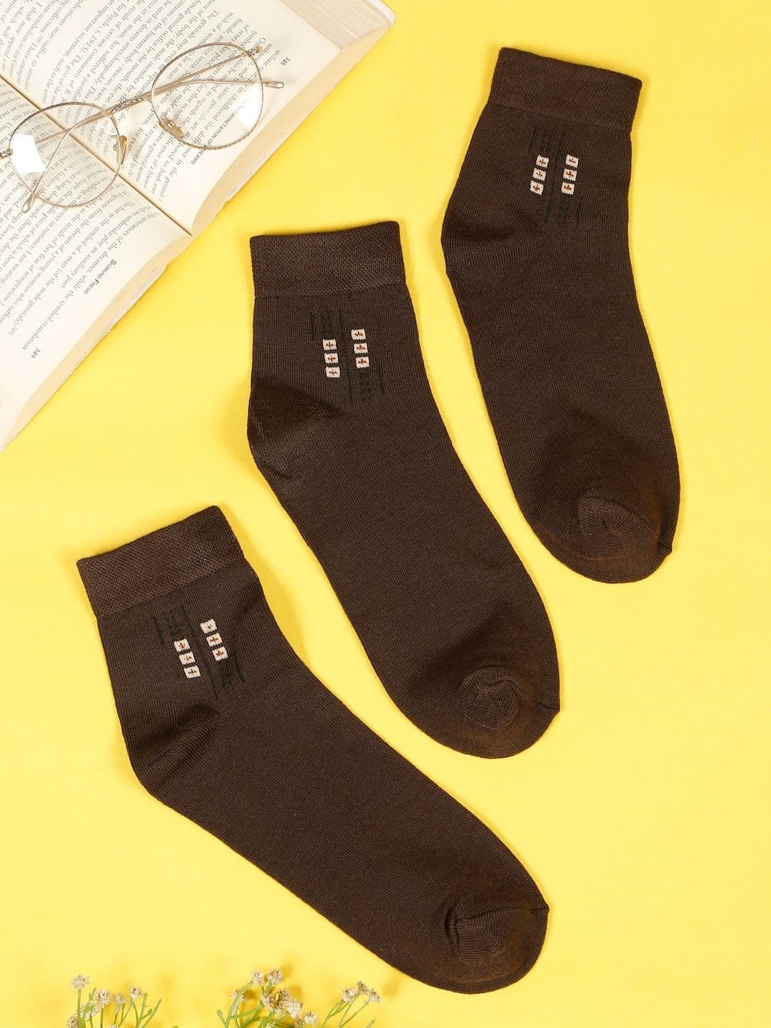 Teakwood Leathers Men Pack Of 3 Pure Cotton Above Ankle Length Socks - view 1