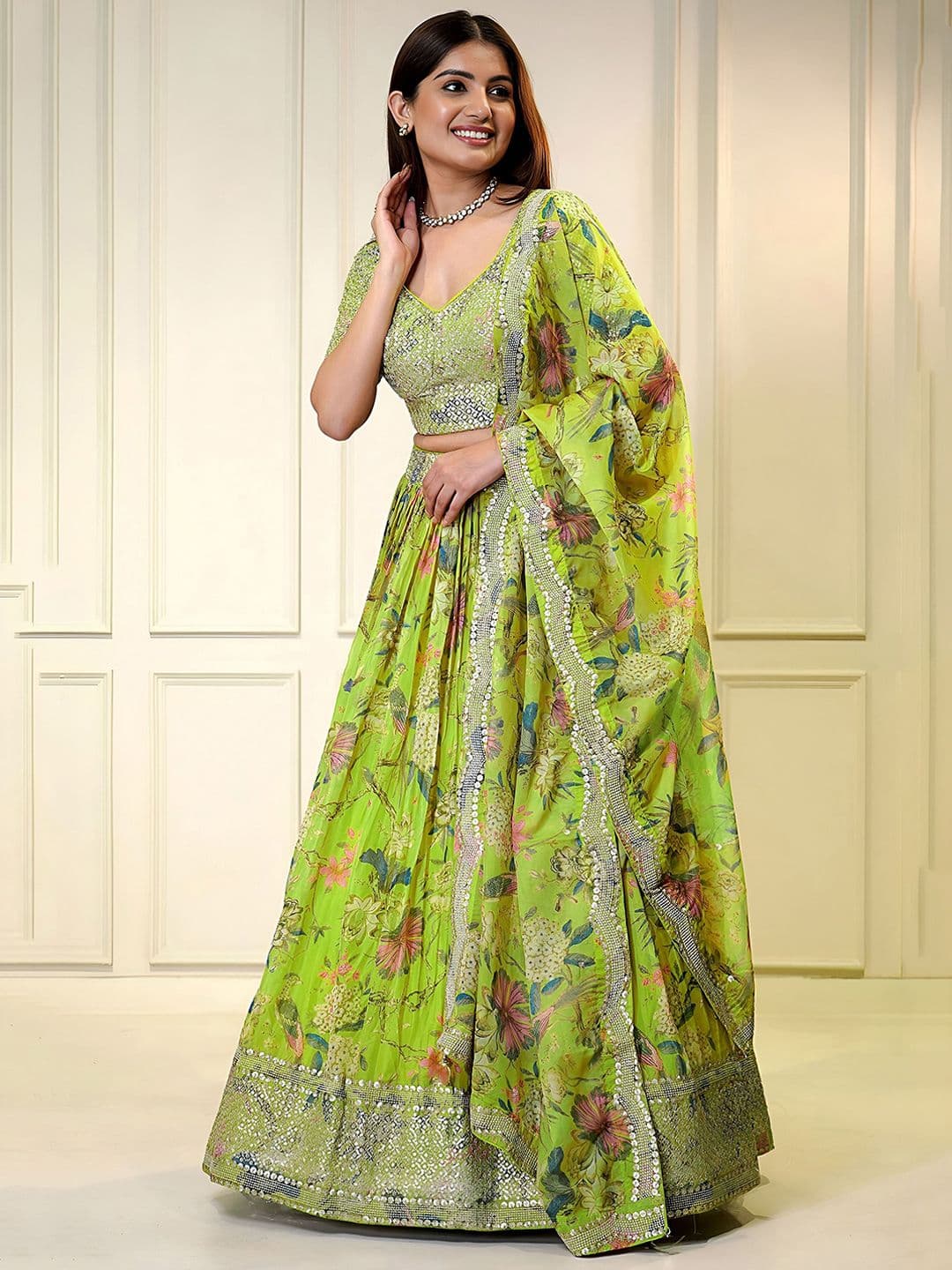Zeel Clothing Embroidered Sequinned Semi-Stitched Lehenga & Unstitched Blouse With Dupatta - view 1