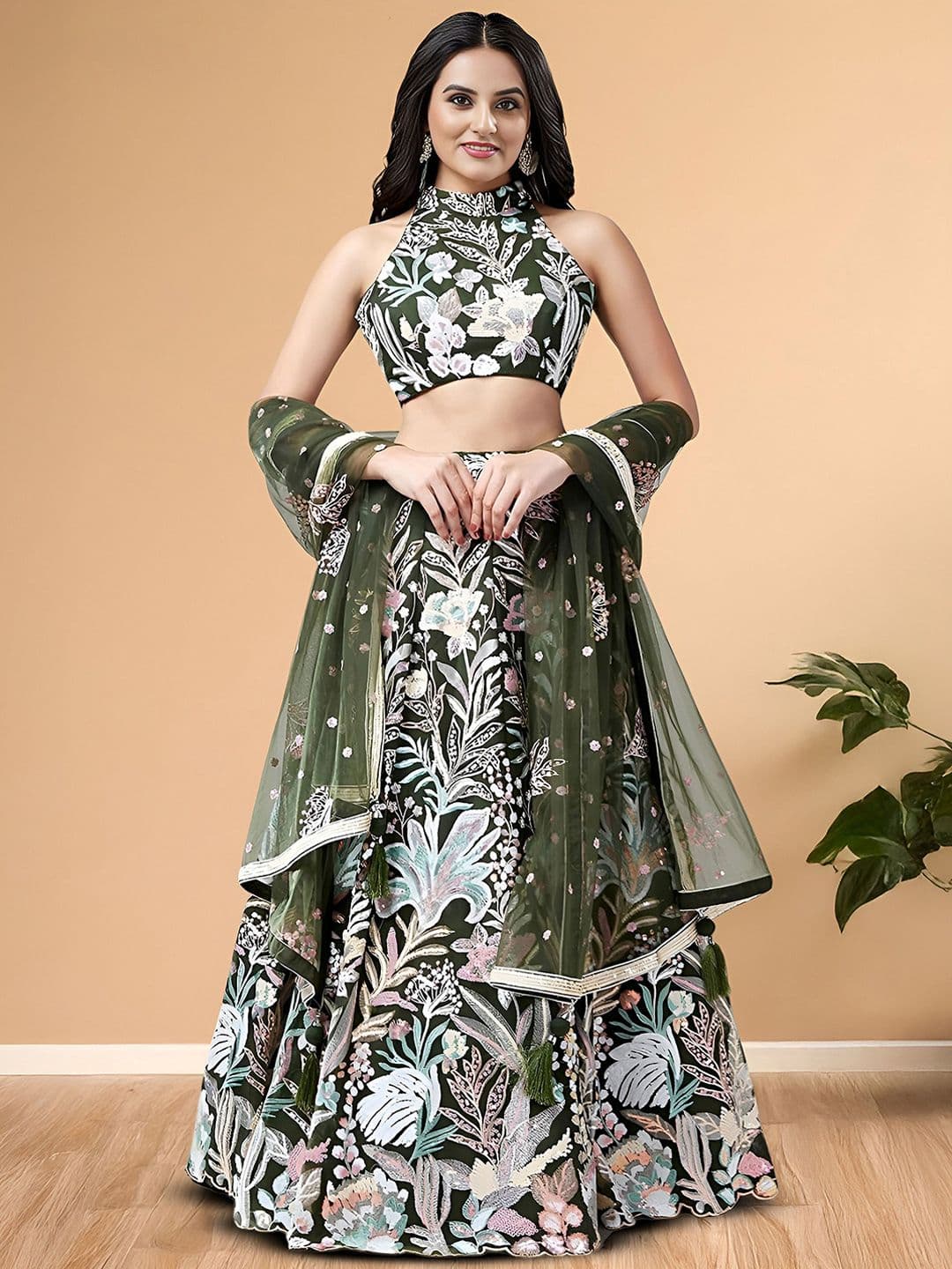 Zeel Clothing Embroidered Sequinned Semi-Stitched Lehenga & Unstitched Choli With Dupatta - view 1