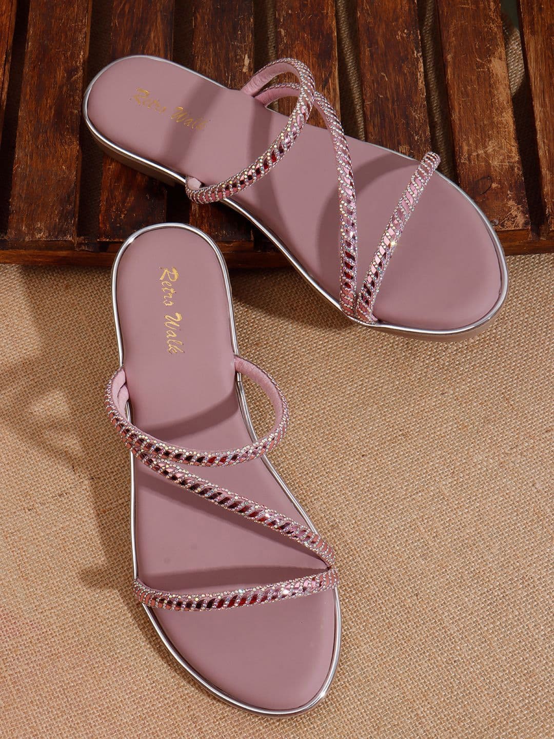 Retro Walk Women Embellished Open Toe Flats - view 1