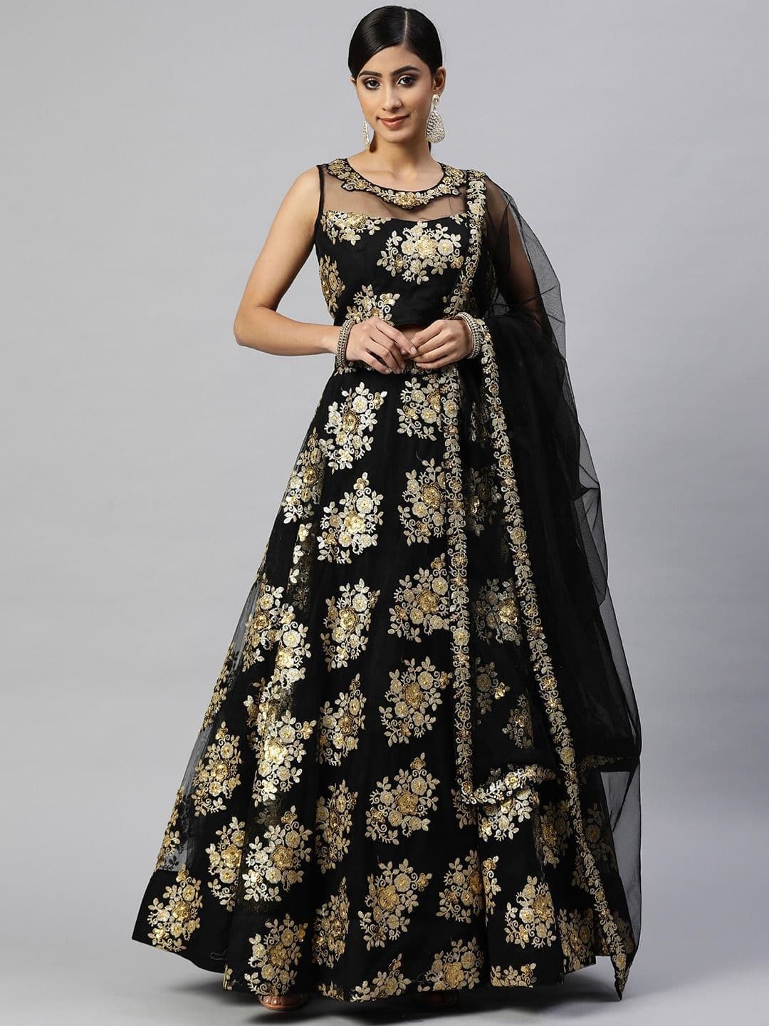 Zeel Clothing Embroidered Sequinned Semi-Stitched Lehenga & Unstitched Choli With Dupatta - view 1