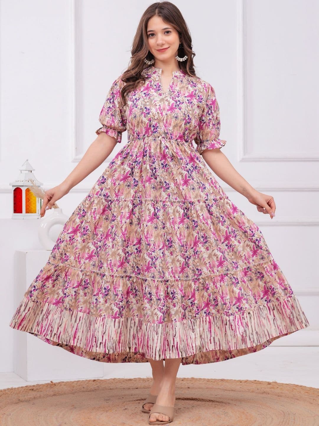 Clothi Fab Women Woven Design Cotton Anarkali Kurtas - view 1