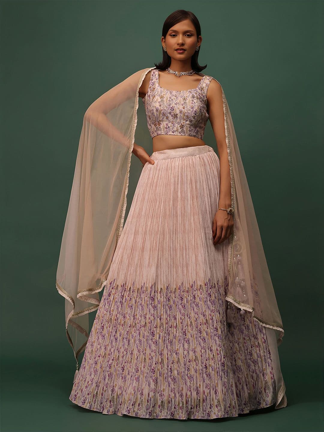 Zeel Clothing Embroidered Sequinned Semi-Stitched Lehenga With Blouse And Dupatta - view 1
