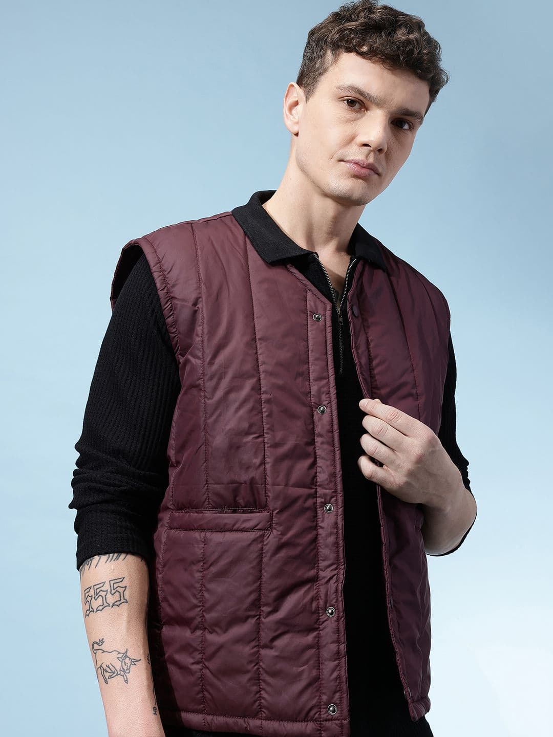 glitchez Collarless Padded Puffer Jacket - view 1
