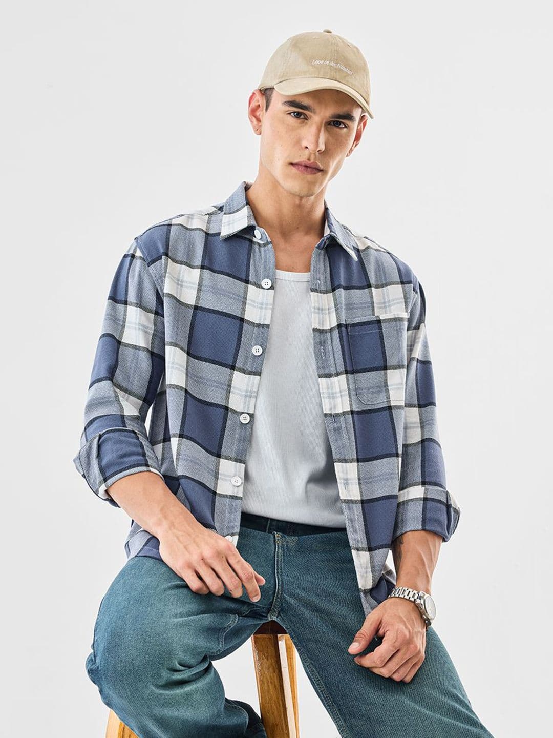 Snitch Men Relaxed Fit Buffalo Checked Spread Collar Casual Shirt - view 1
