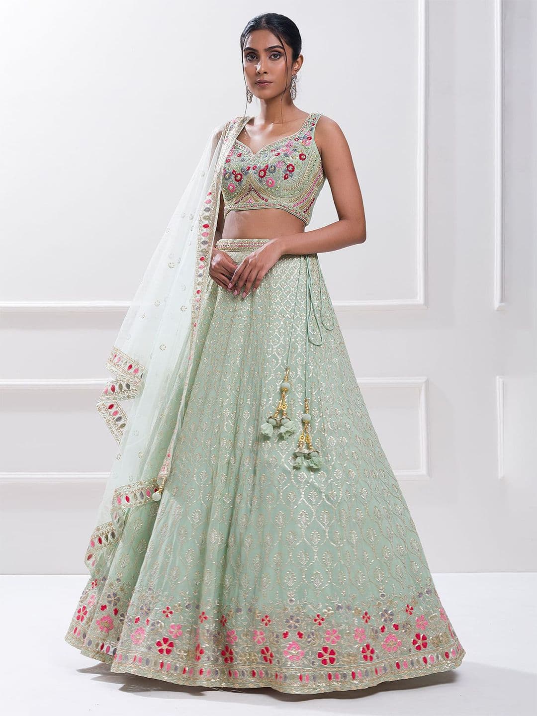 Zeel Clothing Embroidered Sequinned Semi-Stitched Lehenga With Blouse And Dupatta - view 1