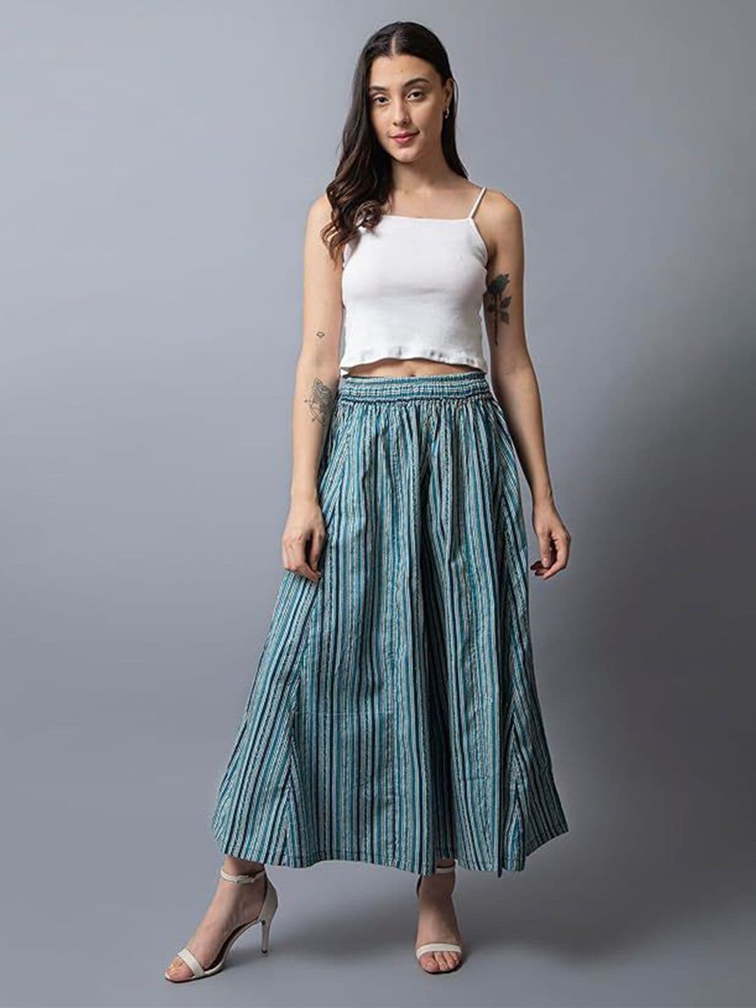 eyba Women Striped Printed Flared Palazzos - view 1