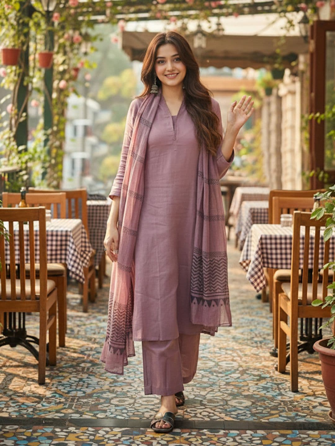 Aaghnya Women Solid Viscose Rayon Kurta Sets - view 1